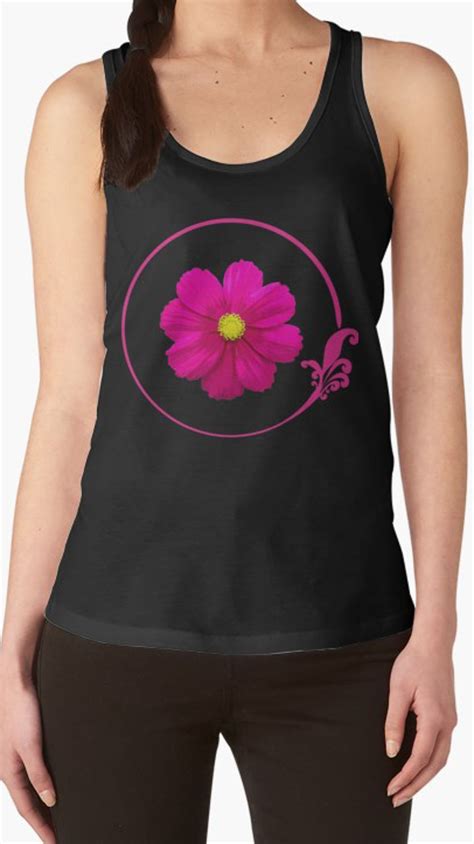 Bright Pink Flower With Border Racerback Tank Top By Jodirm Pink