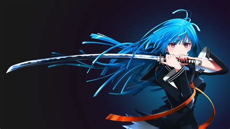 Here you can find the best 4k anime wallpapers uploaded by our community. Wallpaper : illustration, long hair, anime girls, blue hair, cartoon, katana, sword, Black ...