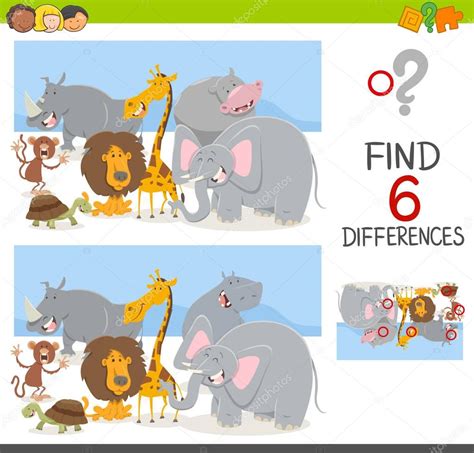 Find Differences Game With Animals