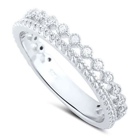 Buy Sterling Silver Double Row Cz Eternity Ring Size By H