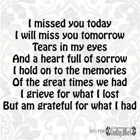 I Missed You Today I Ll Miss You Tomorrow Bereavement Etsy Grieving Quotes Missing You