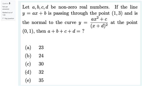 Solved Let A B C D Be Non Zero Real Numbers If The Line
