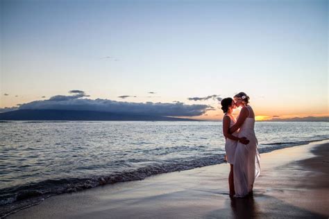 Gorgeous Lesbian Wedding Photos On A Beautiful Beach At Sunset Sexy