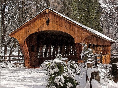 Covered Bridge At Olmsted Falls Winter 2 Photograph By Mark Madere Pixels