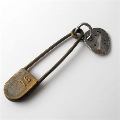 Large Numbered Vintage Metal Laundry Pin Safety Pin With