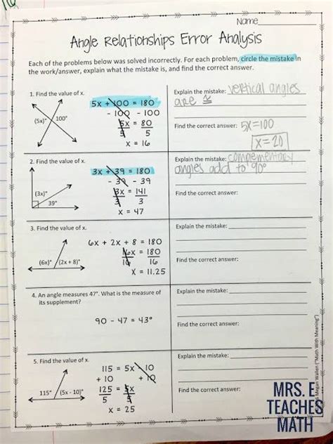 Angle Pair Relationships Worksheet Answers Show Work Worksheet