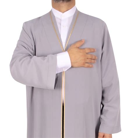 Islamic Mens Wear Muslim Long Kurta Jubbah For Men Prayer Robe Islamic Mens Jubbah Buhara Gray