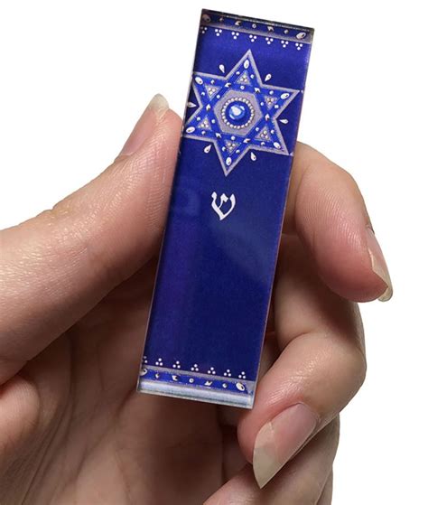 Royal Blue Star Car Mezuzah By Mickie Caspi Hebrew Travelers Prayer