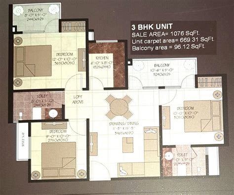 1076 Sq Ft 3 Bhk Floor Plan Image Devika Promoters And Builders