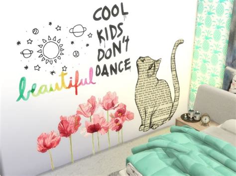 So I Made This Cute Wall Stickers Found In Tsr Category Sims 4