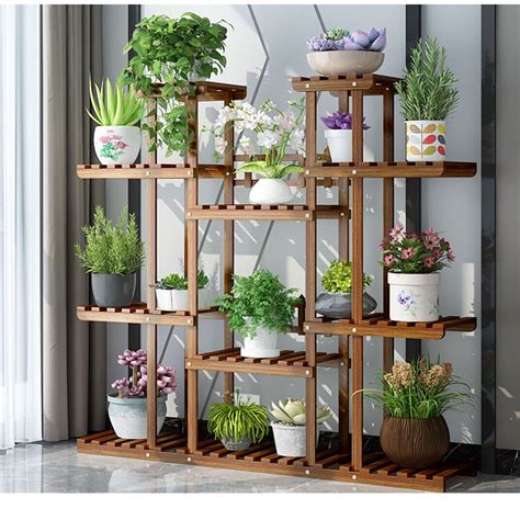 Wooden Plant Stand 11 Tier Flower Pot Display Shelf Storage Rack For