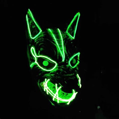 Halloween Led Streamer Full Face Mask Party Wolf Head Ghostface Clown