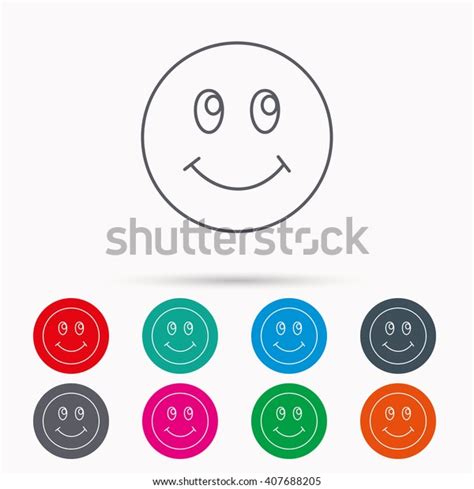 Smile Icon Positive Happy Face Sign Stock Vector Royalty Free 407688205