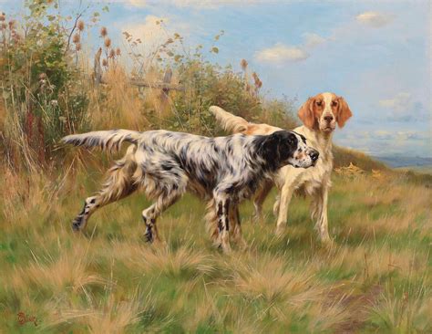 Vintage English Setter Dogs In The Field For Animal Lovers Etsy
