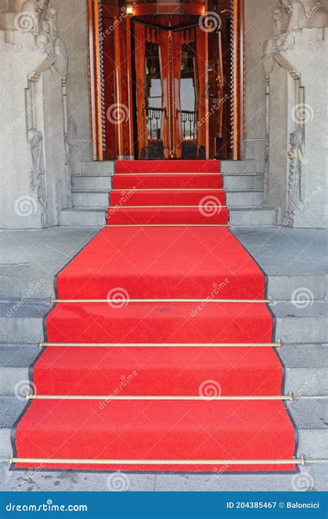 Red Carpet Stairway Stock Image Image Of Door Stairway 204385467