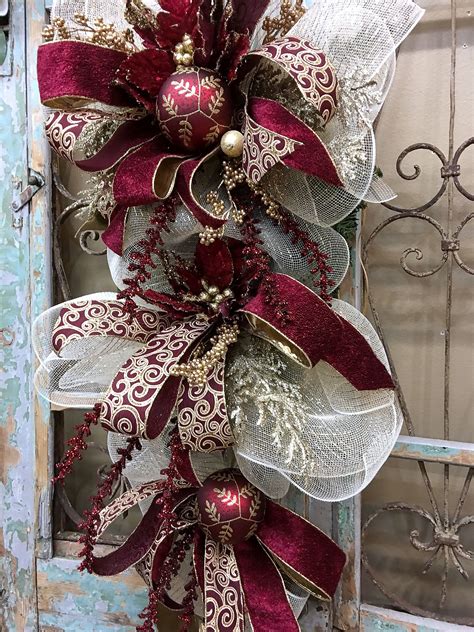 Christmas Swags Burgundy Christmas Wreath Christmas Door | Etsy | Christmas floral, Christmas ...