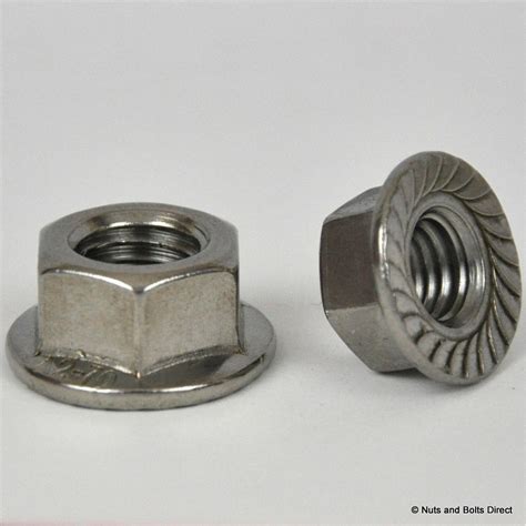 M8 X 125mm Flange Serrated Self Locking Hex Nut Metric A2 Stainless