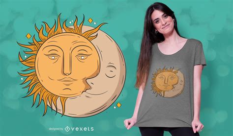 Descarga Vector De Diseño De Camiseta De Luna Y Sol
