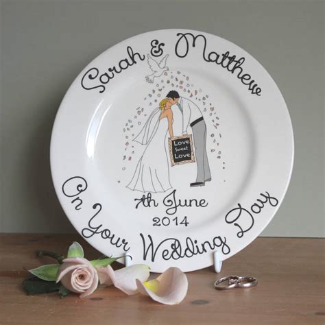 Some couples may have already stuck up their homes before their wedding day and have no need for kitchen supplies anymore. personalised wedding gift plate by sparkle ceramics ...