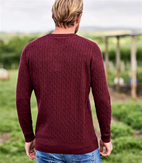 Merlot Cashmere And Merino Cable Jumper Woolovers Uk