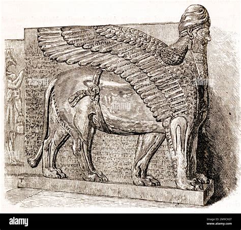 Human Headed Winged Lion Of Assyria Statue Stock Photo Alamy