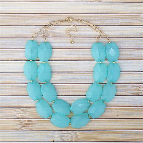 Turquoise Statement Necklace Chunky Bead By Thegoldengardenia