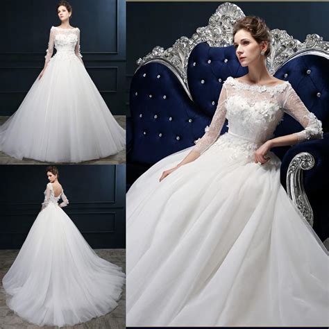 2016 Spring Princess Style Cinderella A Line Ball Bridal Gowns Long