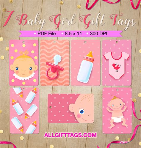 Here are 35 sets of free printable baby shower invitation cards in various themes and colors. Printable baby girl gift tags. Get them in PDF format at http://allgifttags.com/download/baby ...