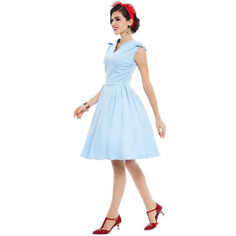 Sisjuly Women Vintage Dress Summer Elegant 1950s Retro Sleeveless