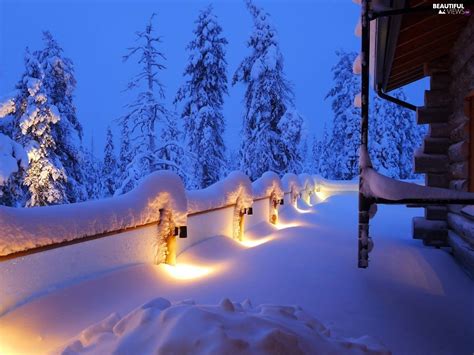 Overwhelmed Terrace Lamps Snow Beautiful Views Wallpapers 1920x1200