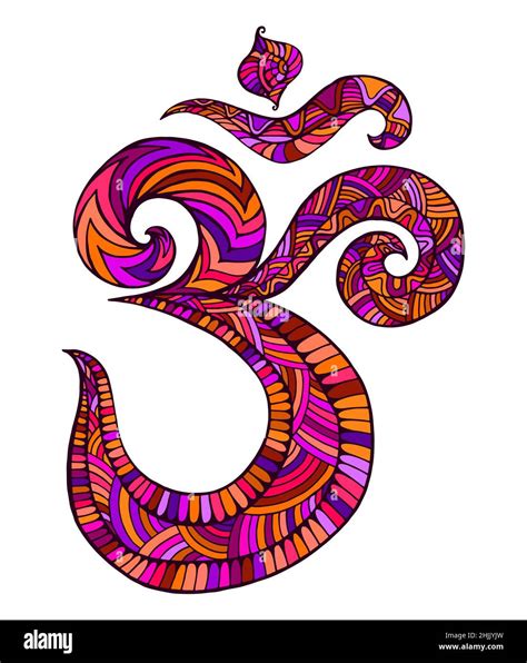 Bright Colorful Om Symbol Sacred Pattern With Maze Of Ornaments