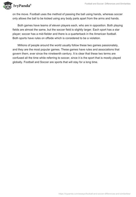 Football And Soccer Differences And Similarities 472 Words Essay