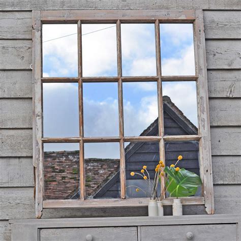 Reclaimed Vintage Distressed Paint Window Mirror Home Barn Vintage