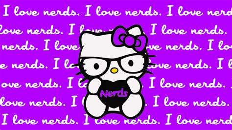 Hello Kitty Nerd Wallpaper With Purple Background And Quotes Hd