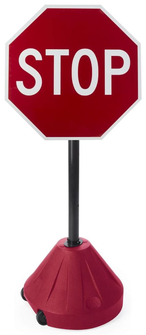 24 Portable Stop Sign With Wheels Weather Resistant Aluminum