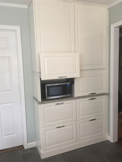 Small built in microwave byeurope white ikea microwave cabinet 7879 happihomemade with sammi ricke. Brilliant idea for hidden but easily accessible microwave ...