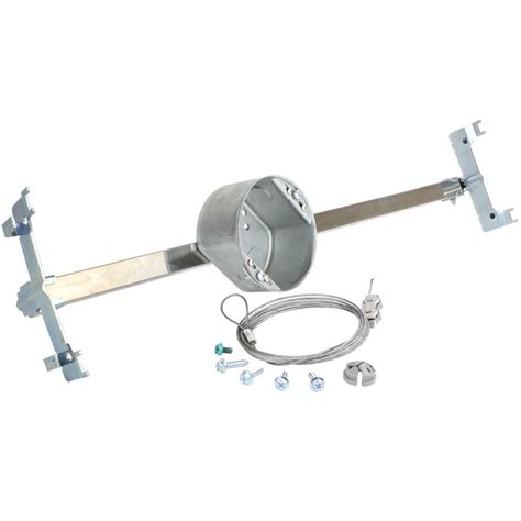 Install a ceiling fan brace in the outlet for the ceiling fan. Commercial Electric 21.5 cu. in. Suspended Ceiling Brace ...