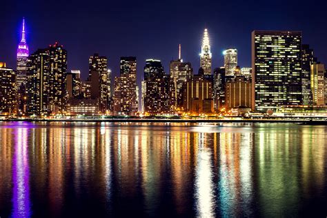 Desktop Wallpapers New York City Usa Night Rivers Skyscrapers Houses