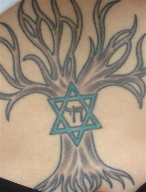 Tree Of Life Chai Star Of David Star Of David Tattoo Hebrew Tattoo Jewish Tattoo