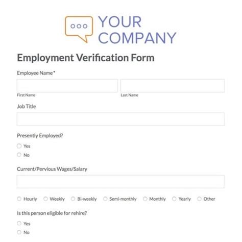 Employment Verification Form Template  Formstack
