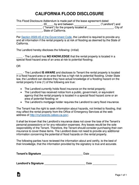 Flood Disclosure Form Fill Out And Sign Online Dochub