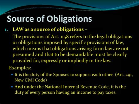 Jul 17, 2012 · civil obligation ‐ obligations which give to the creditor or obligee a right under the law to enforce their performance in courts of justice natural obligations ‐ not being based on positive law but on equity and natural law, do not grant a right of action to enforce their performance although in case of voluntary fulfillment by the debtor. Jojo obligation and contracts ppt.