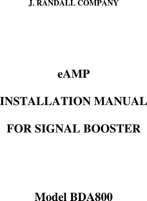 J Randall Bda Bidirectional Amplifier User Manual Manual Install Fcc