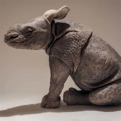 Nick Mackman Indian Rhino Baby Low Fired Ceramic H33 X W22 X L42 Cm