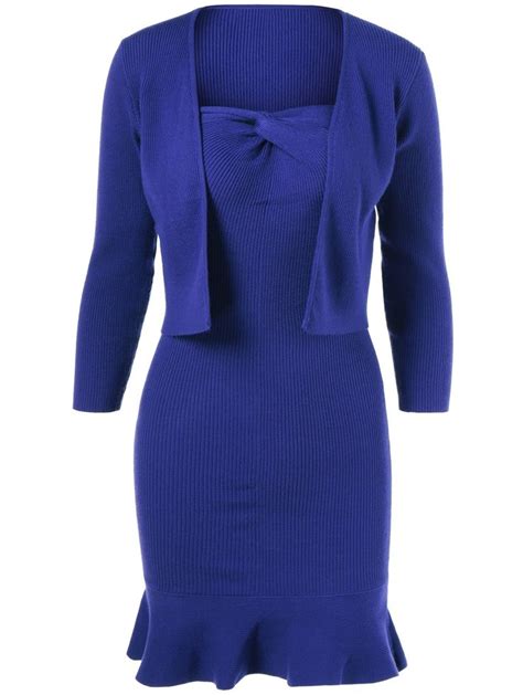 Strapless Knit Dress Cardigan Strapless Knit Dress Dress With Cardigan Blue Dresses For Women