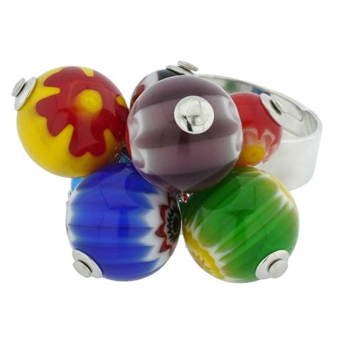 Murano Rings Sorgente Millefiori Murano Glass Ring Multicolor