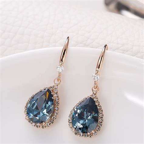Sapphire Earrings Crystal Earrings Cubic Zirconia Earrings Etsy