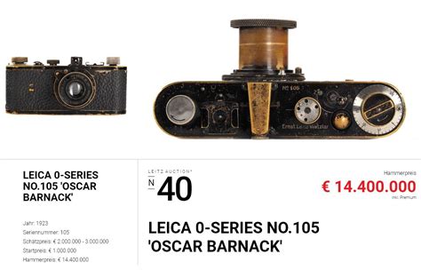 Nuevo R Cord En La Venta De C Maras Millones De Euros Por Una Leica Series De Oskar