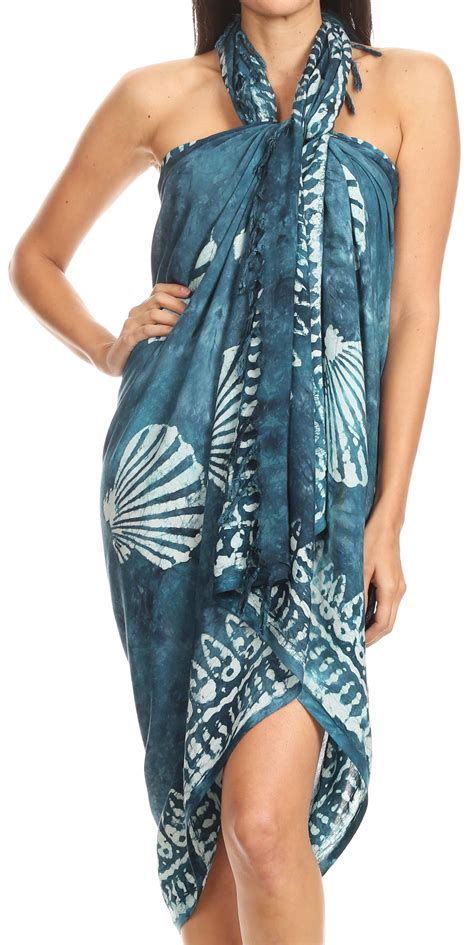 Sakkas Lygia Women S Summer Floral Print Sarong Swimsuit Cover Up Beach Wrap Skirt Sar Grey