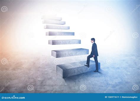 Businessman Climbing Stairs Of Success Stock Image Image Of Education